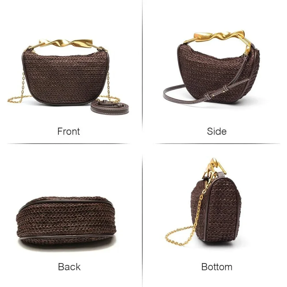 Straw Crossbody Bag Women Summer Mini Satchel Handbag Shoulder Purse